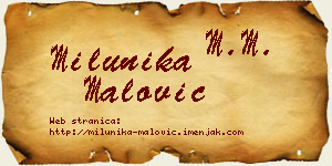 Milunika Malović vizit kartica